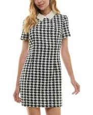 City Studios Juniors' Pearl Embellished-Collar Dress, Black/Ivory, 13/14