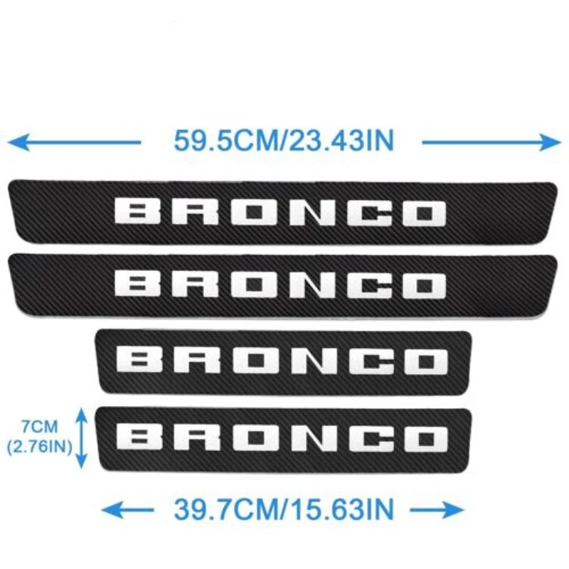 4*Carbon Fibre Car Door Sill Plate Protector Step Sticker For Bronco 1966-2023 Foto 2 de 4