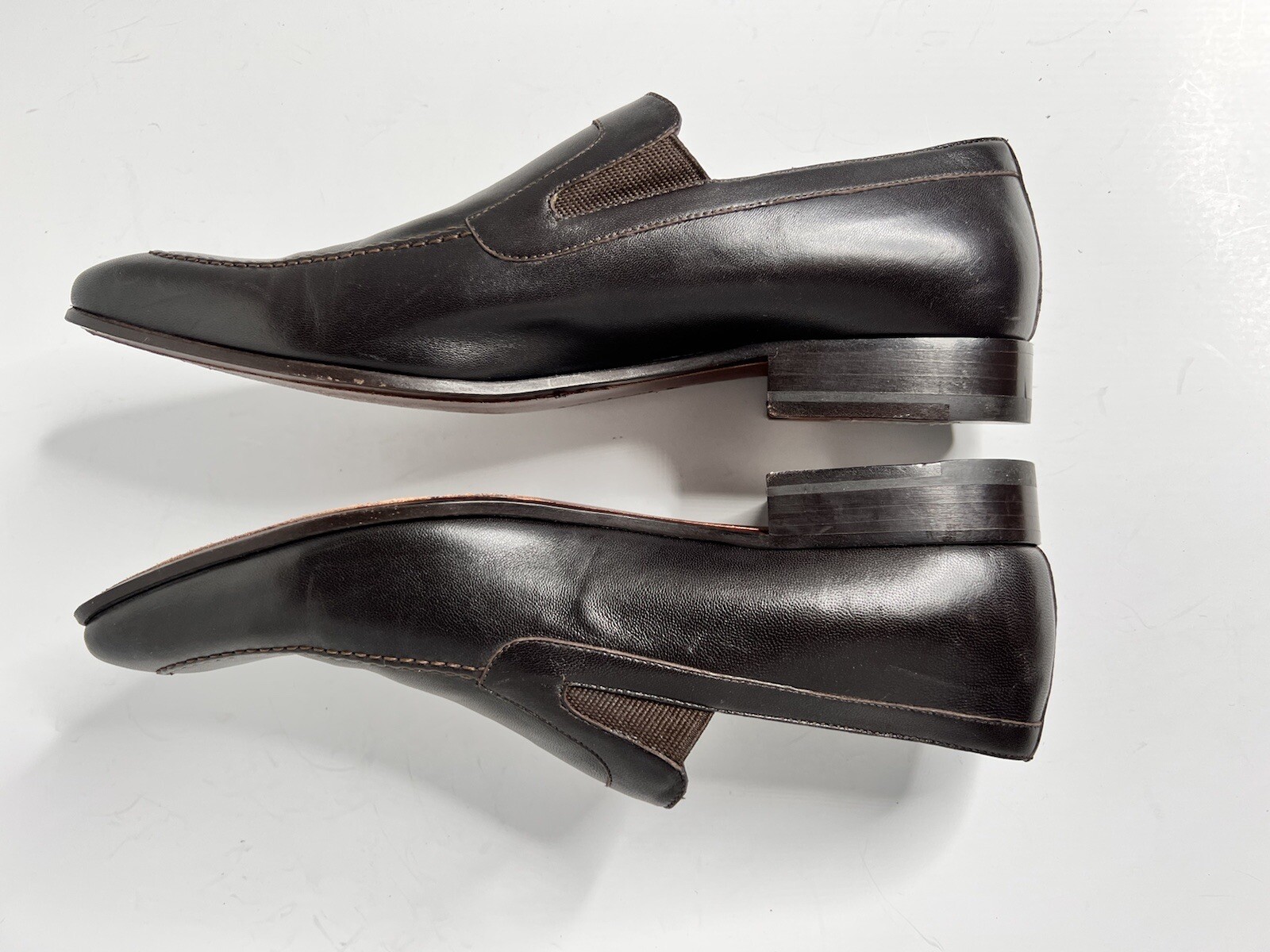 Size 9 A Testoni Basic Brown Leather Slip On Loaf… - image 5