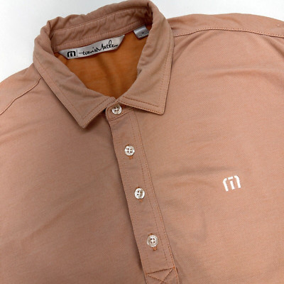 Travis Matthew 4 Button Short Sleeve Cotton Blend Polo Shirt Men M Pale Peach