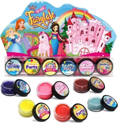 BEAUTY4BRITAIN Set of 6 Kids Lip Balm Princess Shining Non-Colour Fruity & Chocolate Scents