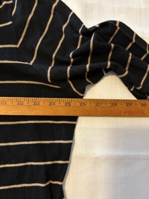 2️⃣ New Directions Weekend Womens 2X Black Tan Striped 3/4 Sleeve
