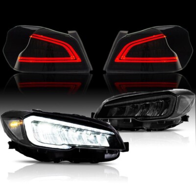 VLAND LED Clear Headlights +Smoked Tail Lights For Subaru WRX 2015-2021 2sets