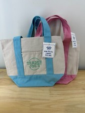 Trader Joe  s Mini Pastel Canvas Tote Bag Set Of 2 Colors New With Tag