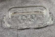 Butter Dish Anchor Hocking Savannah Clear Glass Floral Embossed Discontinued