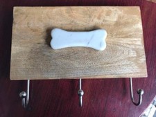 New Dog Leash Hanger Holder Wall Mount Key Hook Jacket Pet Organizer Wood Metal