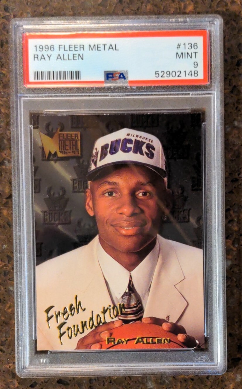 1996 Fleer Metal Ray Allen Fresh Foundation Rookie RC Bucks #136 PSA 9 HOF