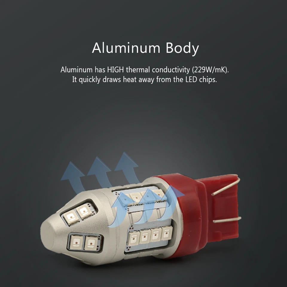 SYNETICUSA 7443 7440 Rojo LED Bombillas Estroboscópico Flash Freno Parada Luz de Estacionamiento Foto 4 de 4