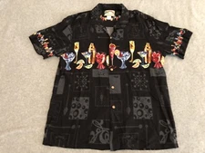 Paradise Found Hawaiian Rayon Shirt Happy Hour Cocktails Drinks Aloha Mens XL