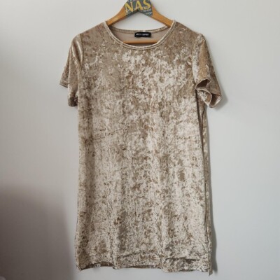 Gold velvet mini slip dress Missy empire Size small | eBay UK