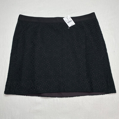 J Crew Factory Skirt sz Black Lace Layered A Line Cotton Blend