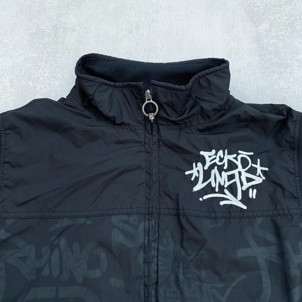 Vintage Ecko Unltd Mens Track Jacket Y2K Black Tech Graffiti Streetwear Bomber - Image 3 of 4