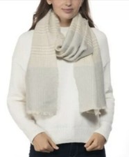 INC International Concepts Plaid Colorblock Scarf Gray Multi