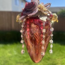 Katherine  s Collection Christmas Ornaments Blown Glass Etched Glass Vtg Long