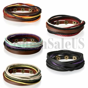 Fashion-Women-Men-Surfer-Tribal-Wrap-Multilayer-Leather-Cuff-Lot-Bracelet-Bangle