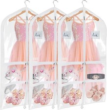 Clear PVC Dance Costume Bags 3 Pack Garment Bag 40 Inch for Dance Competiti...