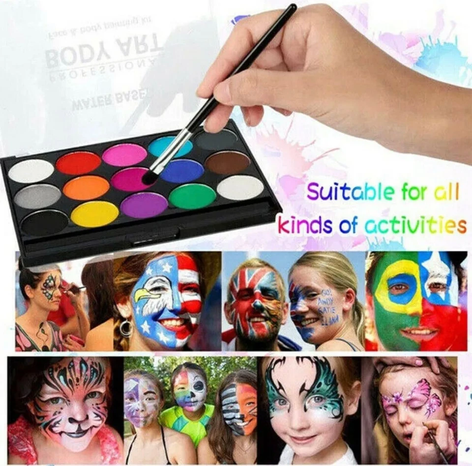 Professional Face Painting Kit for Kids Adults Face Body Paint Set Kit Party UK - Image 2 of 4