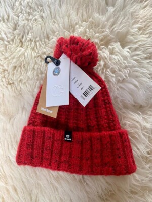 NWT $40 CHAOS Women OS Tajah Chunky Knit Beanie w Pom Winter Snow Hat in  RUBY