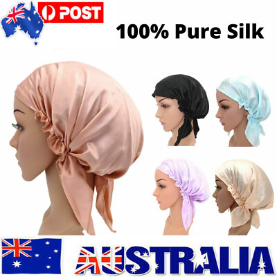 100% Pure Silk Night Cap Soft Sleeping Cap Hair Wrap Bonnet for
