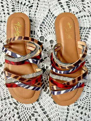 Thalia Sodi NEW Womens Marlina Sandals Brown White Red Animal Print Bling  Size 5 | eBay