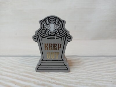 New! Mini Tombstone ''Keep Out'' Spider Halloween Wood Block Sign Farmhouse Decor 