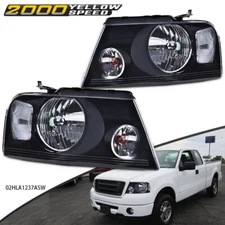 Headlights Fit For 2004-2008 Ford F-150 F150 Black Smoked Housing Side Headlamps