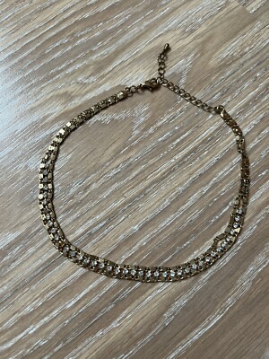 River Island Gold Chain Choker Necklace Silver Diamante Bead Sparkly  UK