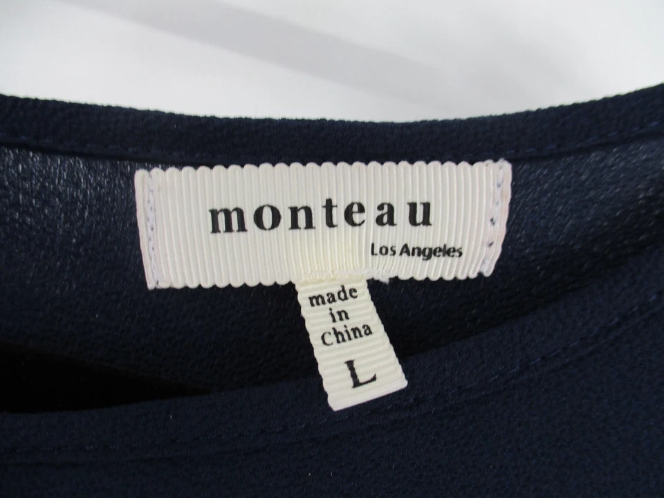Mono para mujer Monteau grande elástico azul marino recto manga corta tejido Foto 3 de 4