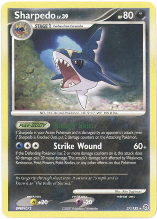 Pokemon Card - Secret Wonders 37/132 - SHARPEDO Lv.39 (rare) - NM/Mint
