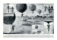 Ballonspringen Kunstdruck von 1927 Siebenmeilenstiefel Heißluftballon Weitsprung