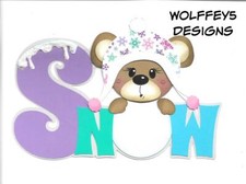 ELITE4U BEAR SNOW WINTER TITLE KID premade paper piecing scrapbook PIECE DIECUT