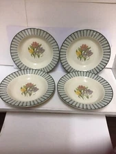 International Tableworks Tulips Stoneware Set of 4  Soup Cereal Bowls New