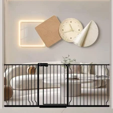 Extra Wide Baby Gate 76.3-81.1 Inch Wide, Walk through Pressure Mounted No Drill