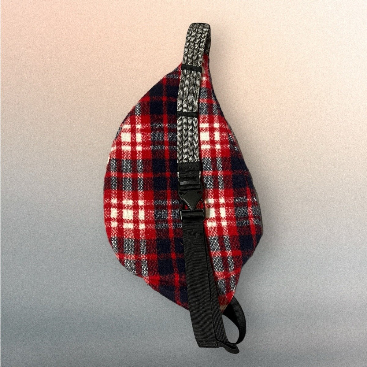 Kavu Red Buffalo Plaid Sling Backpack Bag Outdoor Unisex gorpcore lumberjack Kavu Sling Bag Buffalo Plaid Red Black Backpack Rope Bag  main image 3