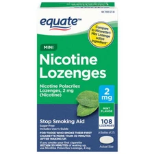 Equate Mini Nicotine Lozenge 2 Mg, Mint Flavor, Stop Smoking Aid, 108 Count USA