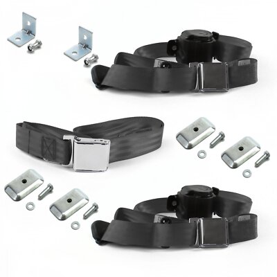 Mercury Eight 1949 - 1951 Airplane 3pt Charcoal Retractable Bench Seat Belt Kit 