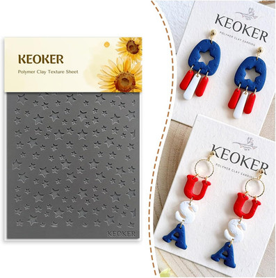 Polymer Clay Texture Sheets, Stars Clay Texture Mat, Polymer Clay Earrings Tools