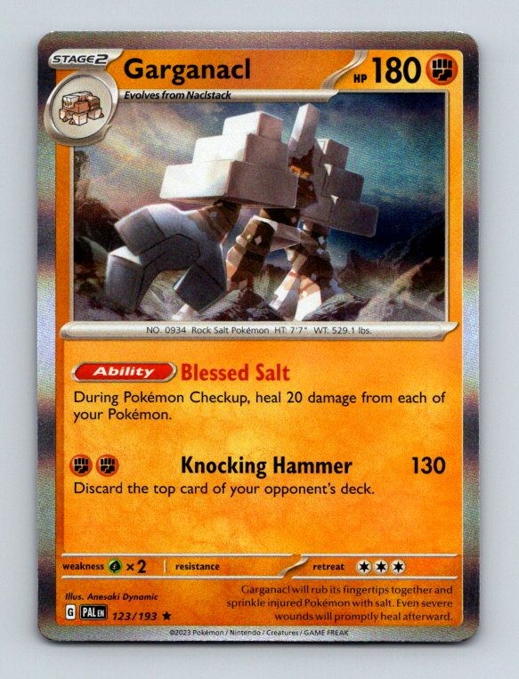 Garganacl 123/193 Rare SV02: Paldea Evolved Pokemon Holo Near Mint