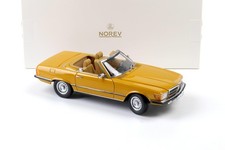 Burago Modellauto Mercedes 450SL R107 Cabrio – 1:32, Gold Metallic, Türen öffnen, Räder Drehen, Ca. 13,5 Cm