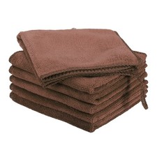 6pcs 12" x 12" Microfiber Cleaning Cloth Absorbent with Hook Brown