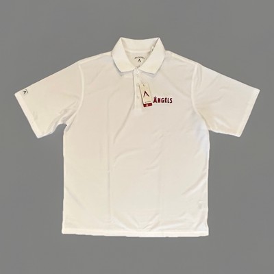 Los Angeles Angels MLB Antigua Pique Xtra Lite Polo Shirt White Large **NEW**
