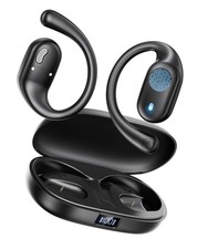 Open Ear Bluetooth 5.3 Headphones Digital Display 36H IP54 Waterproof Black