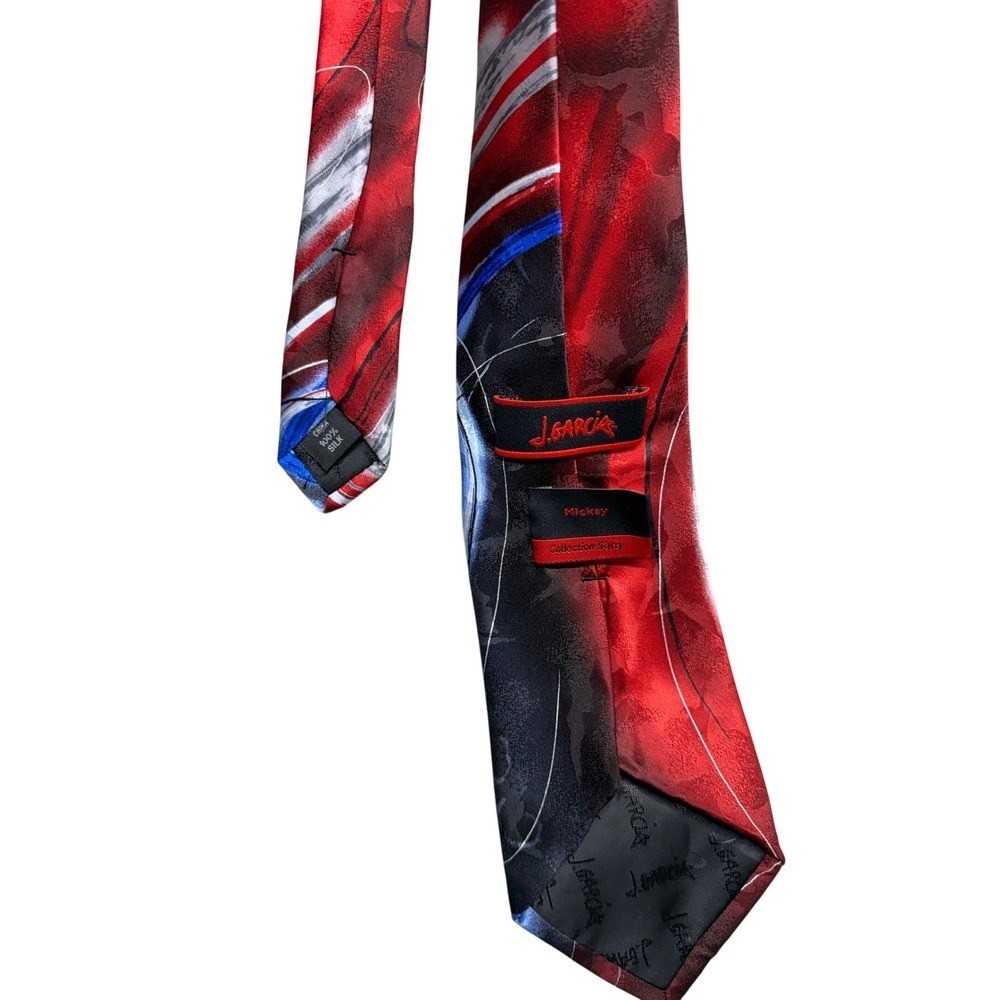 J Garcia Mickey Collection Sixty Silk Tie Mens Red Blue Abstract Swirl 3.5in - second product detail image