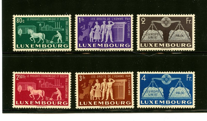 Luxembourg #272-277 (L194) Comp 1951 Promote United Europe, MNH,VF,CV$175.00