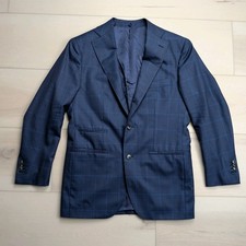 SuitSupply Lazio Sport Coat Blazer Mens 46R Fits 39R Blue Windowpane