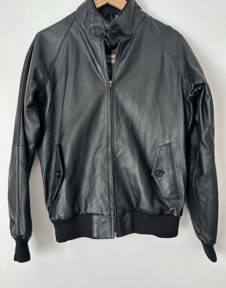 Topman Men's Leather Bomber Jacket Vintage Vibes Medium UK