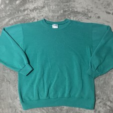 Vtg. Hanes Crewneck Sweatshirt Large Aqua/ Turquoise 80  s 90  s Blank USA Made