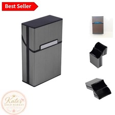 Stylish Slate Grey Magnetic Cigarette Case - Durable Aluminum  Plastic Design