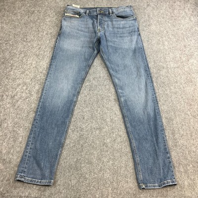 Diesel Herren Jeans Slim Skinny 33 32 helle Waschung blau Stretch Schnurrhaare D-Glanz