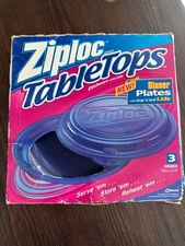 Ziploc Tabletops Dinner Plates Dishware With Lids Snap And Seal 3 pk Vintage New